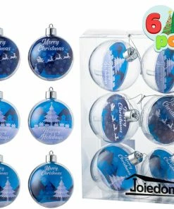 Joiedomi 6 Packs 7CM Christmas Photo Ornament Ball All Holiday Decor