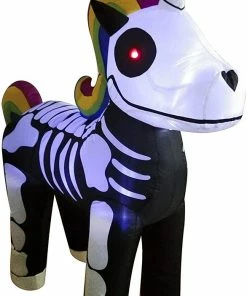 Joiedomi Halloween Tall Standing Skeleton Unicorn Inflatable (5 Ft) Inflatables