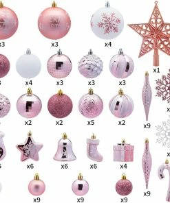 Joiedomi All Holiday Decor 157 Pcs Christmas Ornaments With A Star Tree Topper Rosegold & White