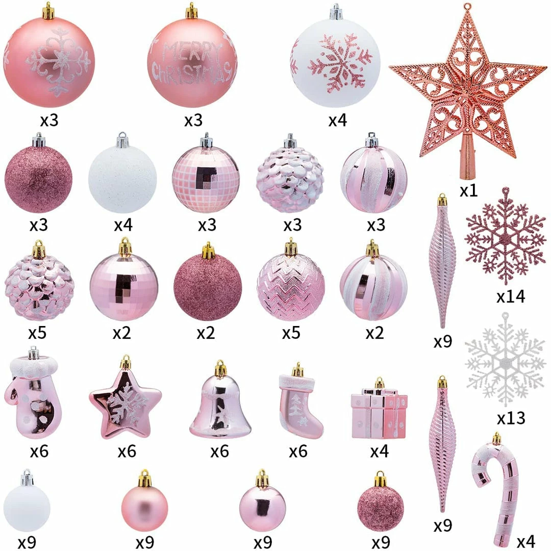 Joiedomi All Holiday Decor 157 Pcs Christmas Ornaments With A Star Tree Topper Rosegold & White 2 Joiedomi All Holiday Decor 157 Pcs Christmas Ornaments With A Star Tree Topper Rosegold & White