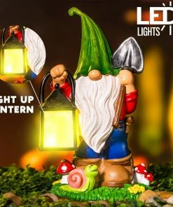 Joiedomi Lawn Decor Gnome Statue With Solar LED Lights, Hanging Lantern 10 Joiedomi Lawn Decor Gnome Statue With Solar LED Lights, Hanging Lantern