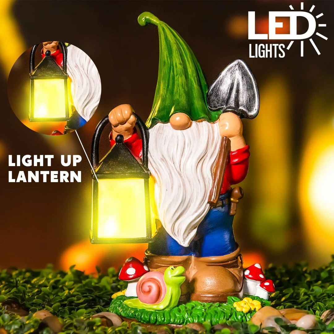 Joiedomi Lawn Decor Gnome Statue With Solar LED Lights, Hanging Lantern 4 Joiedomi Lawn Decor Gnome Statue With Solar LED Lights, Hanging Lantern