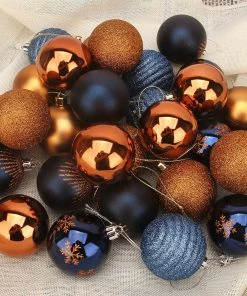 Joiedomi Christmas Ornaments Assorted Design (Blue&Gold), 30 Pcs