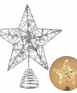 Joiedomi Christmas Tree Toppers, Glitter Silver Star Tree Topper Lighted With Warm White LED Lights 18 Joiedomi Christmas Tree Toppers, Glitter Silver Star Tree Topper Lighted With Warm White LED Lights