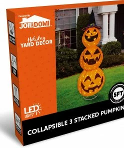 Joiedomi 5ft LED Warm Yard Light - Tinsel Stacked Pumpkins