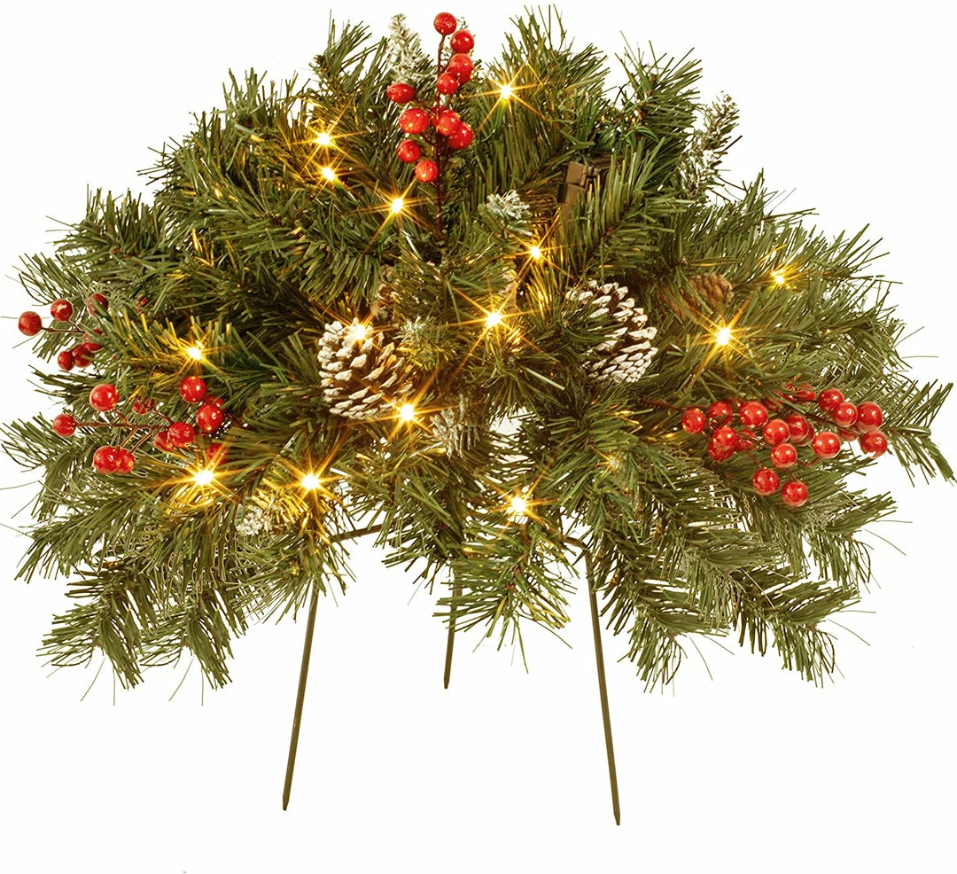 Joiedomi Frosted Urn Filler With Cones & Red Berries 6 Joiedomi Frosted Urn Filler With Cones & Red Berries