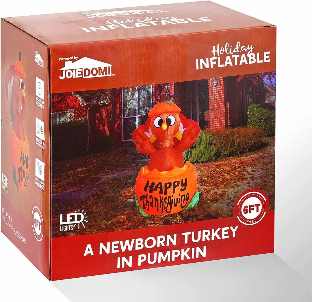 Joiedomi 6ft Thanksgiving Inflatable Turkey On Pumpkin 7 Joiedomi 6ft Thanksgiving Inflatable Turkey On Pumpkin