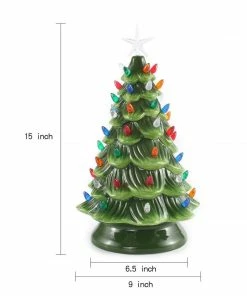 Joiedomi All Holiday Decor 15" Tabletop Pre-lit Ceramic Christmas Tree