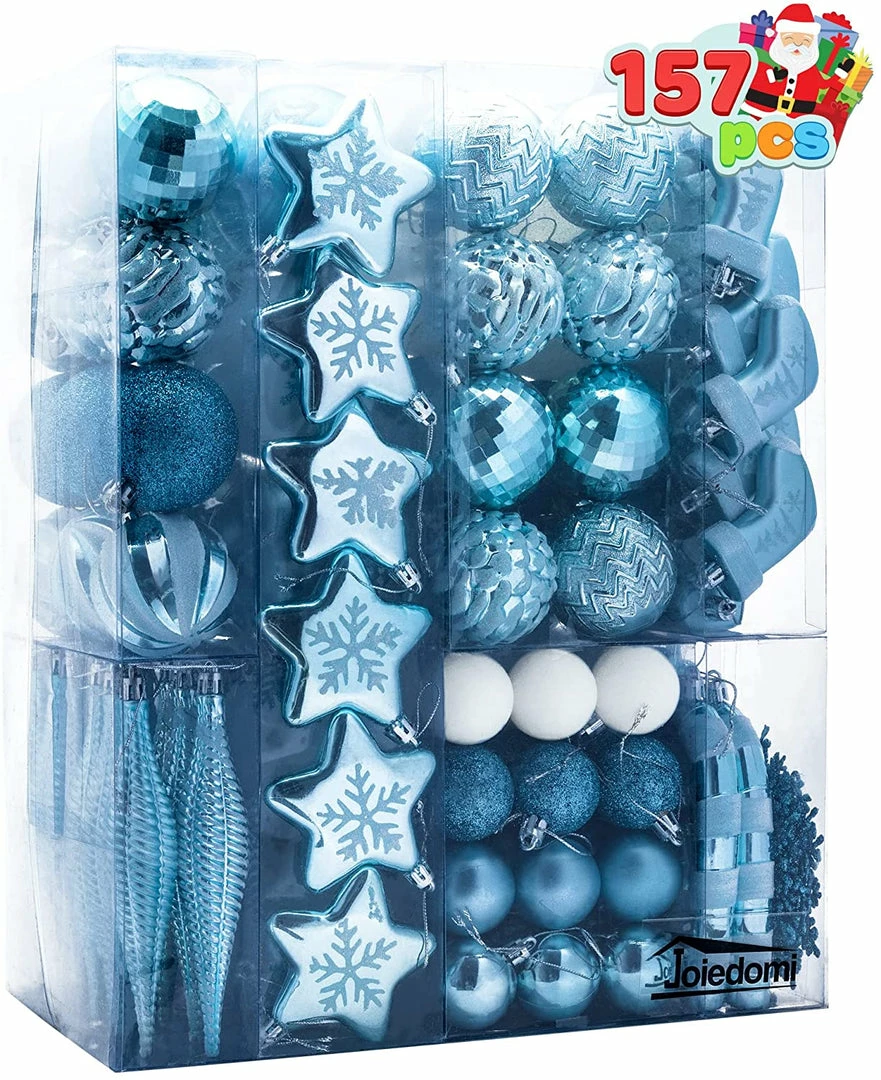 Joiedomi All Holiday Decor 157 Pcs Christmas Ornaments With A Star Tree Topper Baby Blue & White 1 Joiedomi All Holiday Decor 157 Pcs Christmas Ornaments With A Star Tree Topper Baby Blue & White