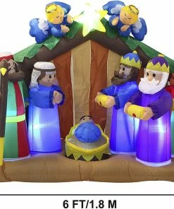 Joiedomi Inflatables Large Nativity Scene With Angels Inflatable (6 Ft)