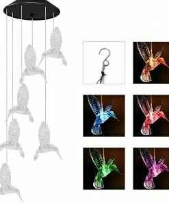 Joiedomi All Holiday Decor 2 Solar White Hummingbird Wind Chimes