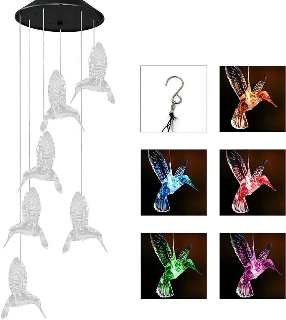Joiedomi All Holiday Decor 2 Solar White Hummingbird Wind Chimes 2 Joiedomi All Holiday Decor 2 Solar White Hummingbird Wind Chimes