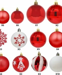 Joiedomi All Holiday Decor 50 Pcs Christmas Ornaments, Red And White