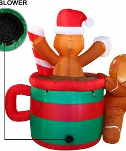Joiedomi Large Gingerbread Man In Hot Cocoa Mug Inflatable (6 Ft) 8 Joiedomi Large Gingerbread Man In Hot Cocoa Mug Inflatable (6 Ft)