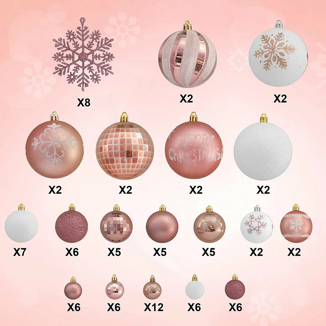 Joiedomi 88 Pcs Rose Gold & White Christmas Ornaments 4 Joiedomi 88 Pcs Rose Gold & White Christmas Ornaments
