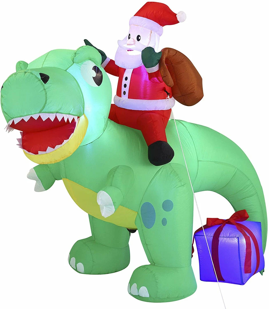 Joiedomi Inflatables Large Santa Ride On Dinosaur Inflatable (6 Ft) 2 Joiedomi Inflatables Large Santa Ride On Dinosaur Inflatable (6 Ft)