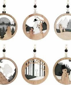 Joiedomi 6 Pcs Wooden Christmas Hanging Ornaments All Holiday Decor