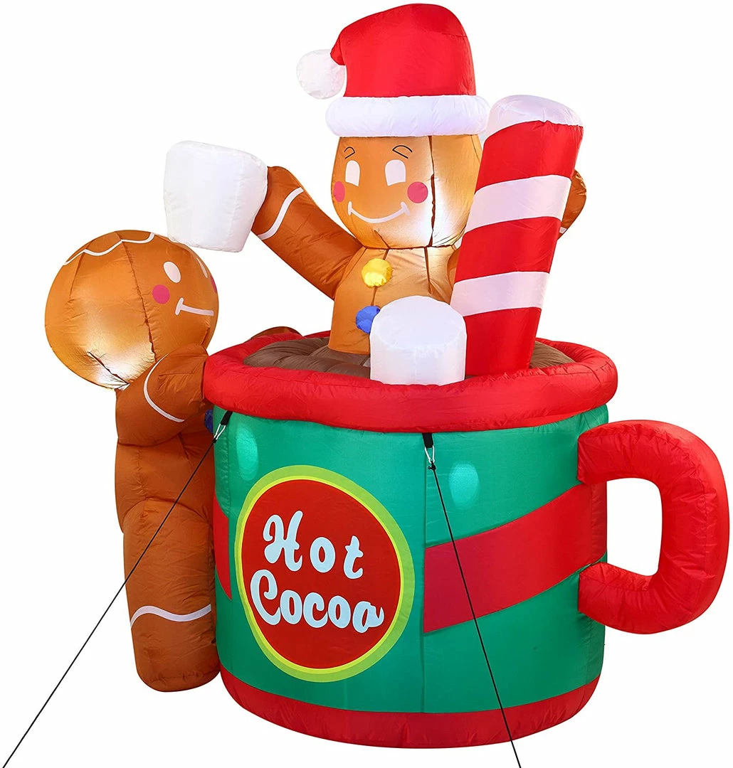 Joiedomi Large Gingerbread Man In Hot Cocoa Mug Inflatable (6 Ft) 2 Joiedomi Large Gingerbread Man In Hot Cocoa Mug Inflatable (6 Ft)