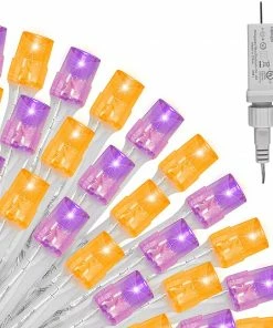 Joiedomi 98.1 FT Orange & Purple LED 8 Modes Clear Wire Mini Light Set All Holiday Decor