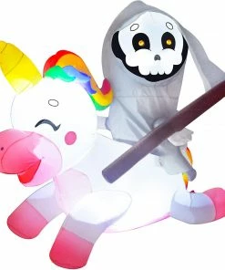Joiedomi Inflatables Halloween Tall Reaper Ride On Unicorn Inflatable (5 Ft)
