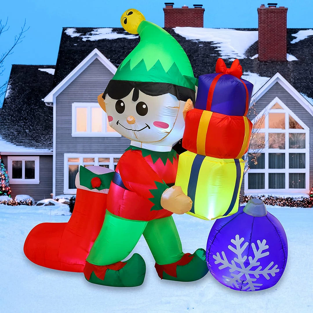 Joiedomi 6 Ft Tall Inflatable Elf Holding Gifts All Holiday Decor 1 Joiedomi 6 Ft Tall Inflatable Elf Holding Gifts All Holiday Decor