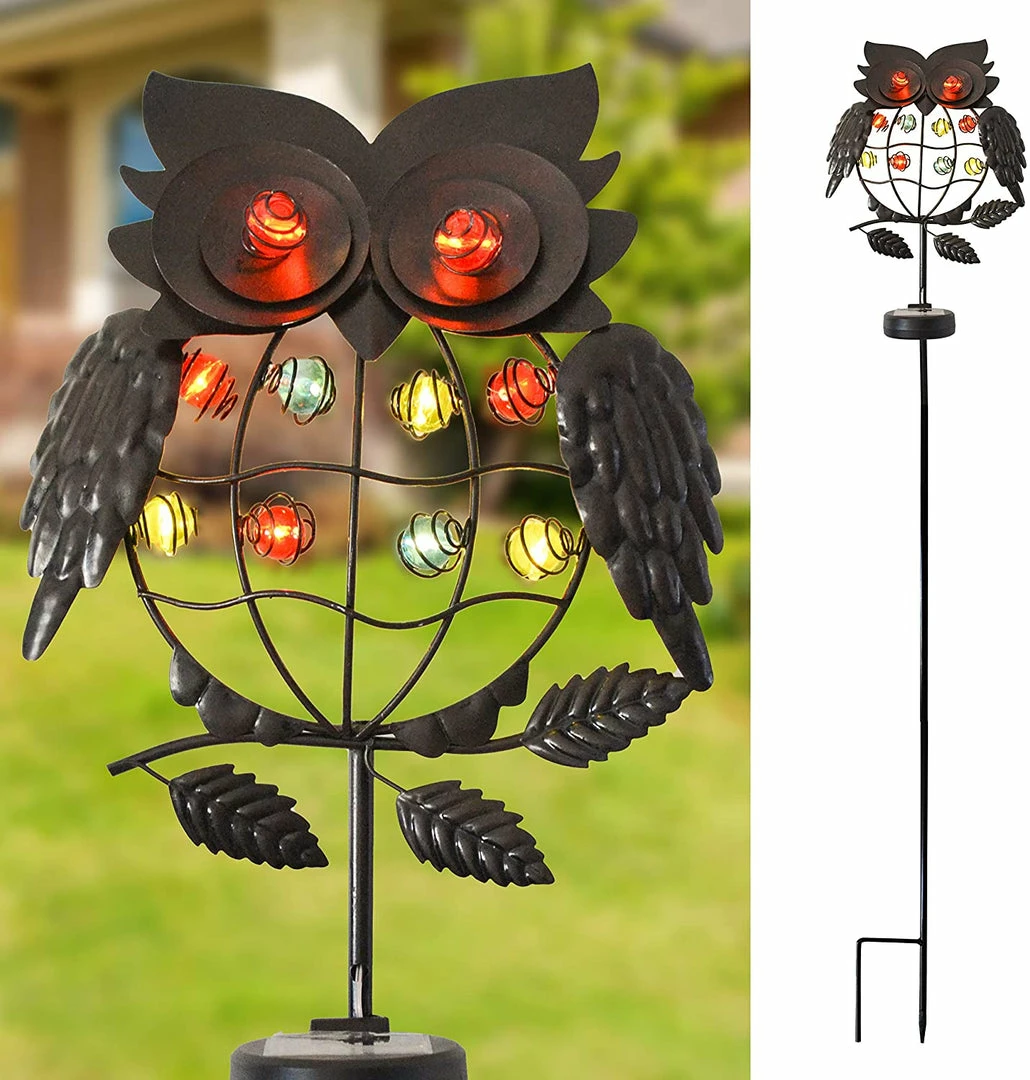 Joiedomi 40¡¯¡¯ 10 LED Metal Owl Solar Stake Lights Pathway Lights 5 Joiedomi 40¡¯¡¯ 10 LED Metal Owl Solar Stake Lights Pathway Lights