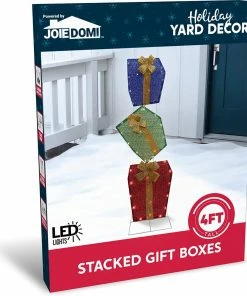 Joiedomi 4ft Christmas Tinsel Stacked Gift Boxes