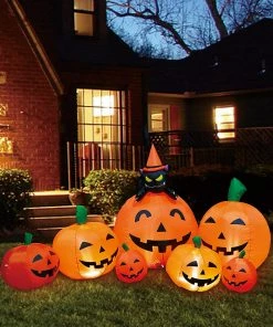 Joiedomi Large Halloween Pumpkin Patch With Cat Inflatable 7 Ft