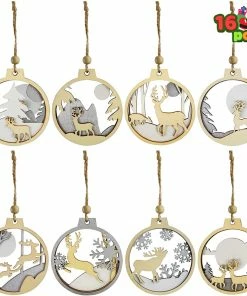 Joiedomi 16 Pcs Christmas Wooden Ornaments