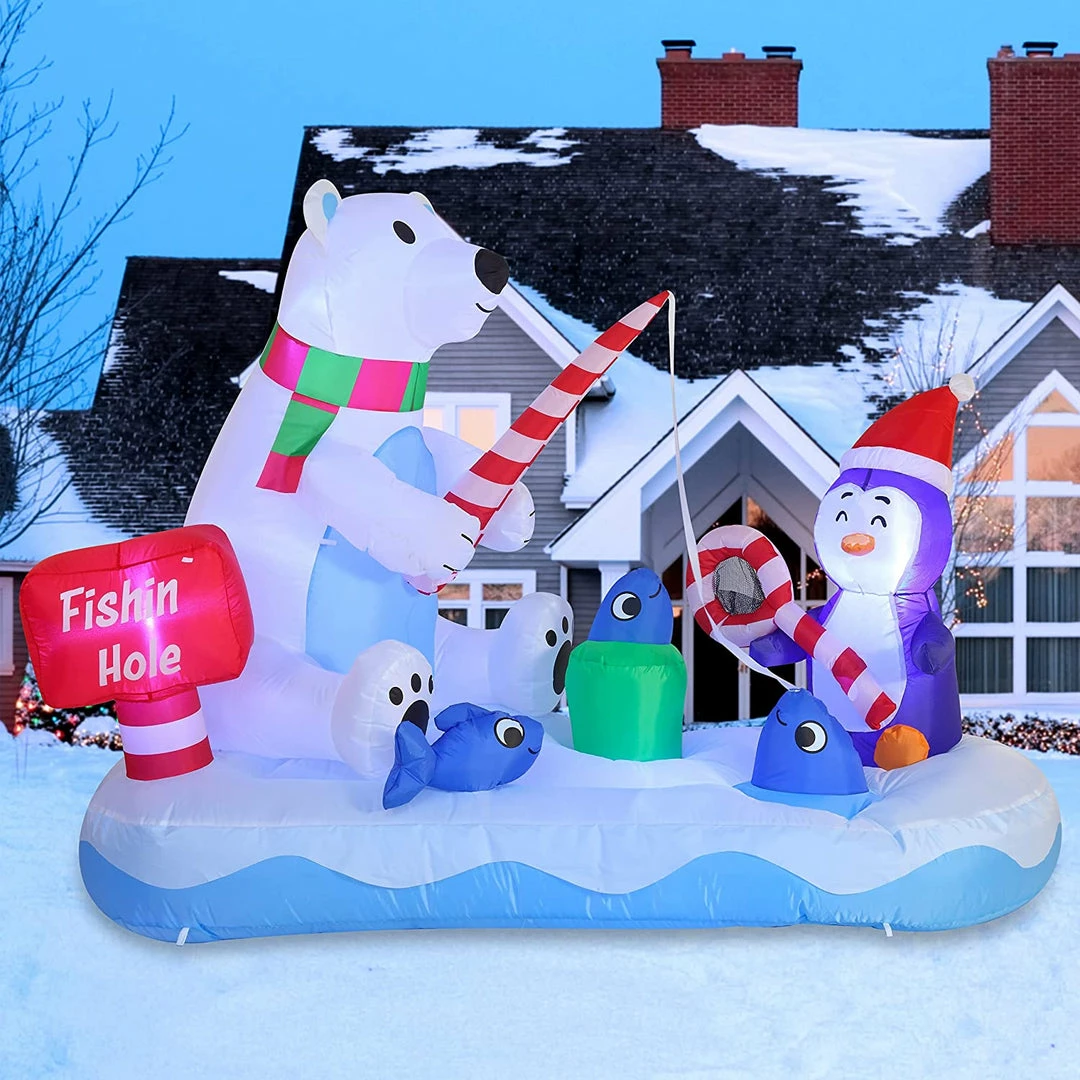 Joiedomi 6 FT Long Inflatable Fishing Hole Sign With Polar Bear Fishing 1 Joiedomi 6 FT Long Inflatable Fishing Hole Sign With Polar Bear Fishing