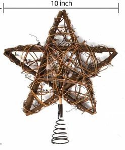 Joiedomi All Holiday Decor 50 LED Rattan Star Tree Topper