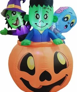 Joiedomi Halloween Tall Three Characters On Pumpkin Inflatable (5 Ft) Inflatables