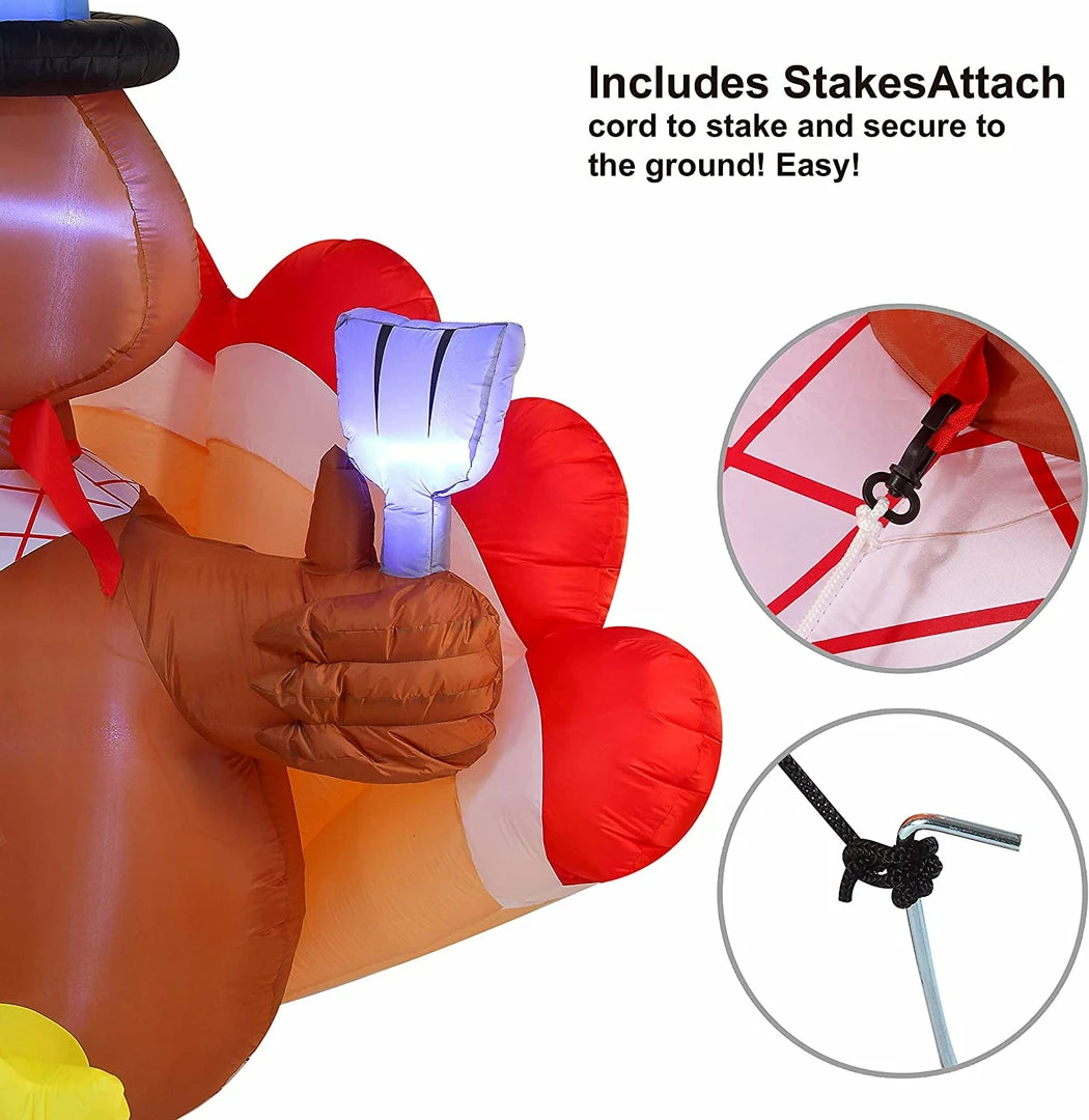 Joiedomi 6.5 Foot Thanksgiving Inflatable Turkey Eating Pie All Holiday Decor 3 Joiedomi 6.5 Foot Thanksgiving Inflatable Turkey Eating Pie All Holiday Decor