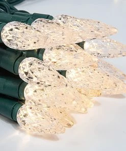 Joiedomi 50 Warm White LED C6 Green Wire String Lights All Holiday Decor