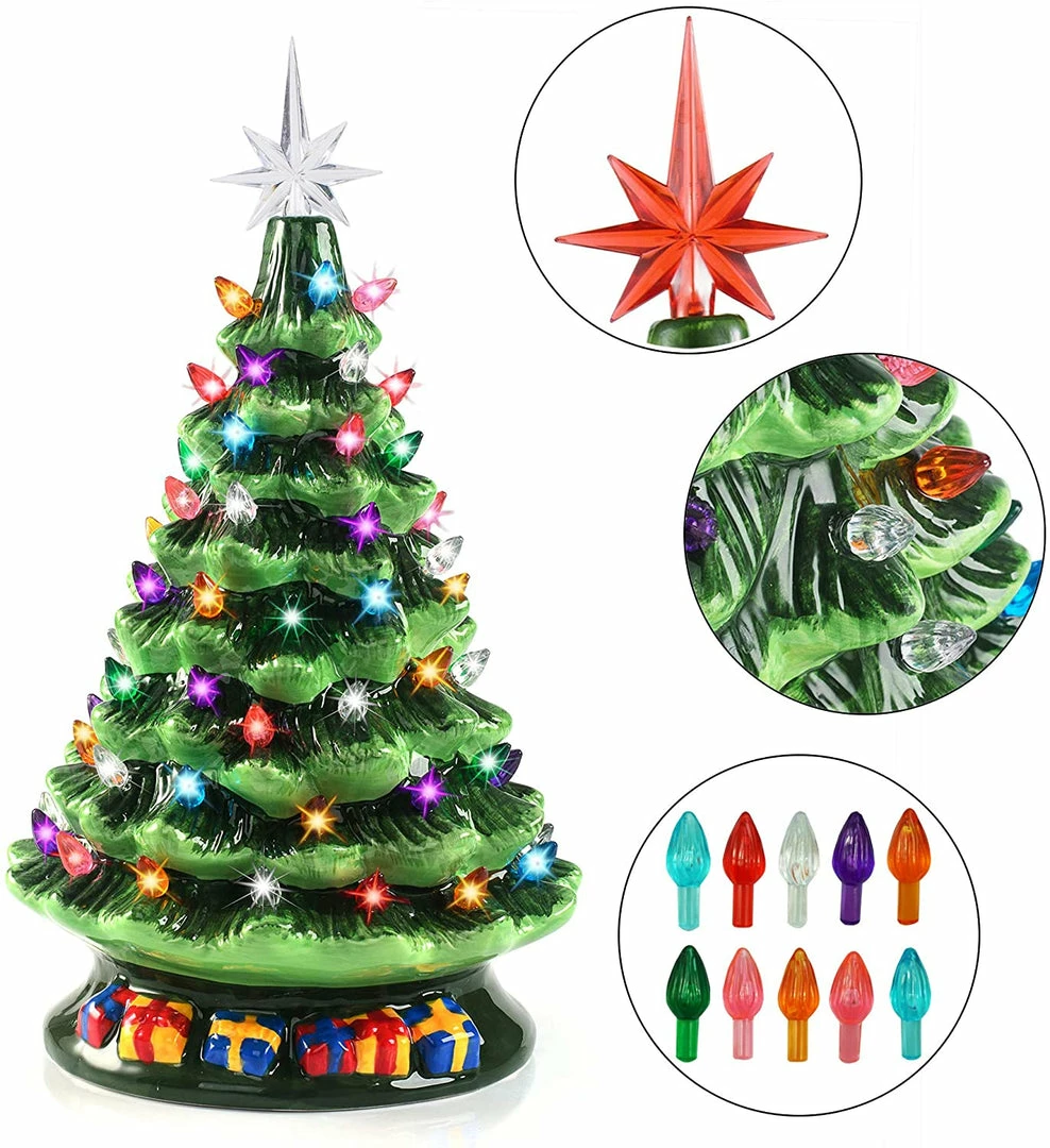 Joiedomi All Holiday Decor 15" Tabletop Prelit Ceramic Christmas Tree With 70 Multicolor Bulbs 2 Joiedomi All Holiday Decor 15" Tabletop Prelit Ceramic Christmas Tree With 70 Multicolor Bulbs