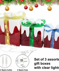 Joiedomi Set Of 3 Snow Christmas Lighted Gift Boxes All Holiday Decor 13 Joiedomi Set Of 3 Snow Christmas Lighted Gift Boxes All Holiday Decor