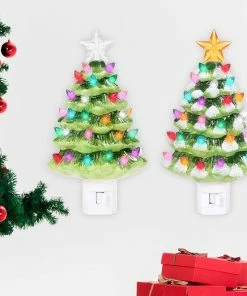 Joiedomi All Holiday Decor 2 Packs Ceramic Christmas Tree Night Light 12 Joiedomi All Holiday Decor 2 Packs Ceramic Christmas Tree Night Light