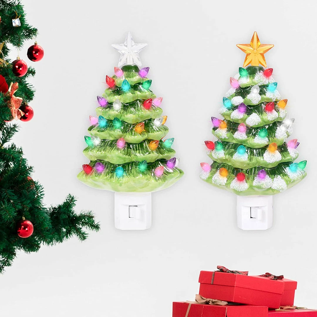Joiedomi All Holiday Decor 2 Packs Ceramic Christmas Tree Night Light 6 Joiedomi All Holiday Decor 2 Packs Ceramic Christmas Tree Night Light