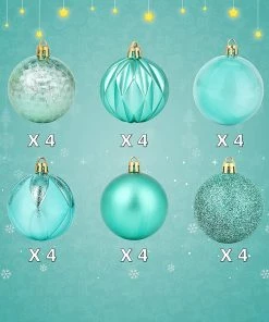 Joiedomi 2.36" Teal Christmas Ball Ornaments 24Pcs All Holiday Decor