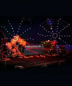 Joiedomi All Holiday Decor 2 Pack Halloween Spider Web Lights With 3 Lighted Spiders