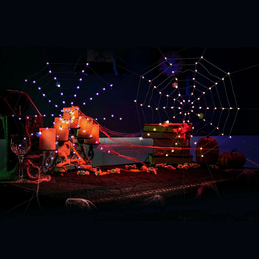 Joiedomi All Holiday Decor 2 Pack Halloween Spider Web Lights With 3 Lighted Spiders 2 Joiedomi All Holiday Decor 2 Pack Halloween Spider Web Lights With 3 Lighted Spiders