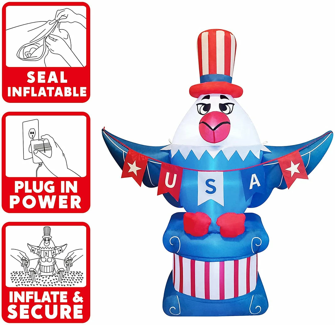 Joiedomi 6ft Patriotic Inflatable American Eagle Flag Lawn Decor 6 Joiedomi 6ft Patriotic Inflatable American Eagle Flag Lawn Decor