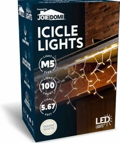 Joiedomi String Lights 100 Faceted M5 LED White Wire Icicle Lights Warm White