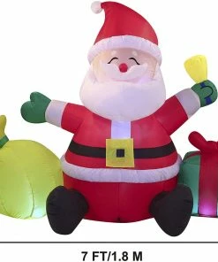 Joiedomi Large Santa Claus With Gift Bag Inflatable (7 Ft) Inflatables 9 Joiedomi Large Santa Claus With Gift Bag Inflatable (7 Ft) Inflatables
