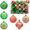 Joiedomi 2.36" Red, Green & Gold Glitter Ball 24Pcs All Holiday Decor
