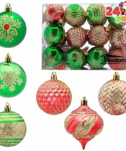 Joiedomi All Holiday Decor 24 Pcs Christmas Ball Glitter Ornaments Set