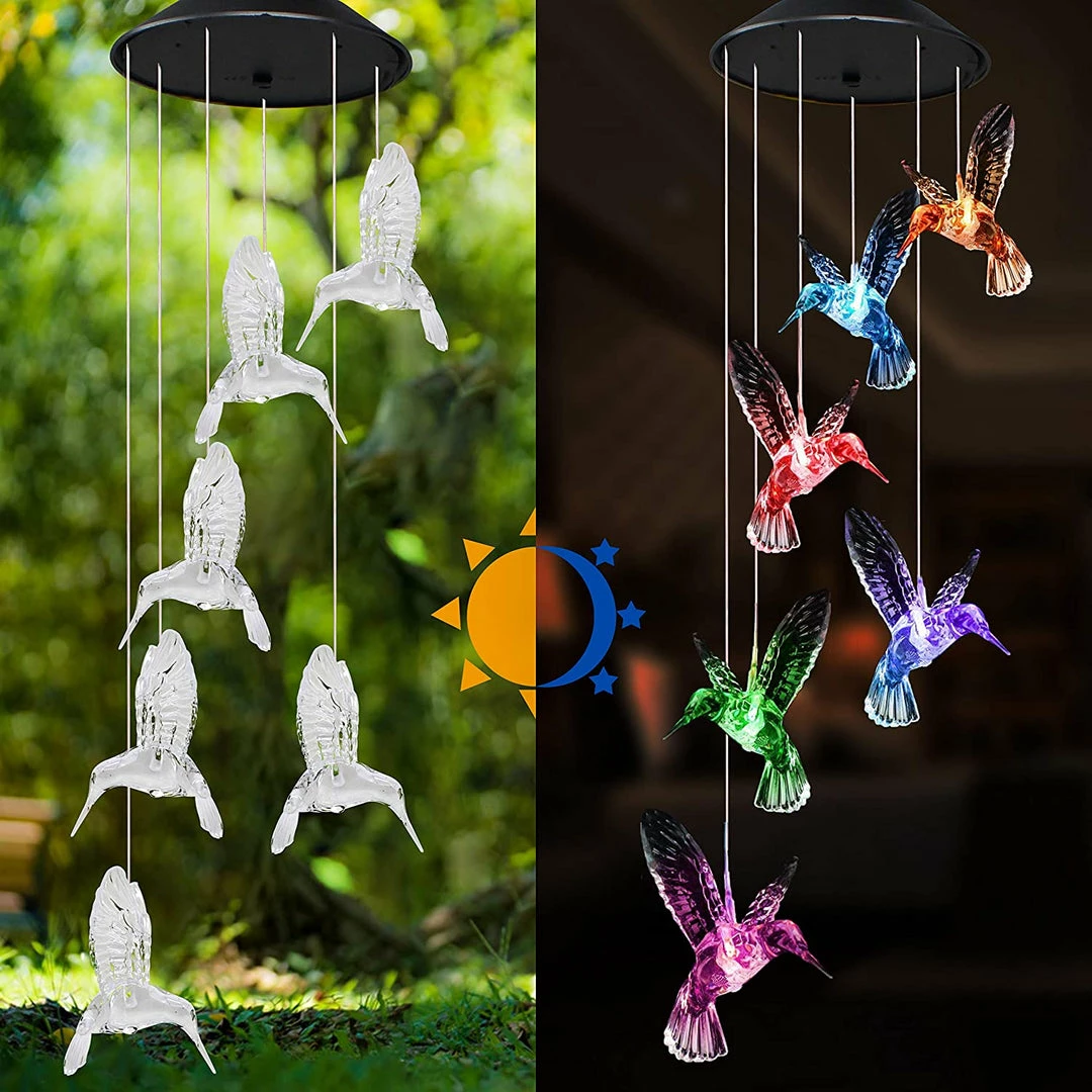 Joiedomi All Holiday Decor 2 Solar White Hummingbird Wind Chimes 5 Joiedomi All Holiday Decor 2 Solar White Hummingbird Wind Chimes