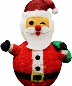 Joiedomi 3ft Tinsel Collapsible Santa LED Yard Light