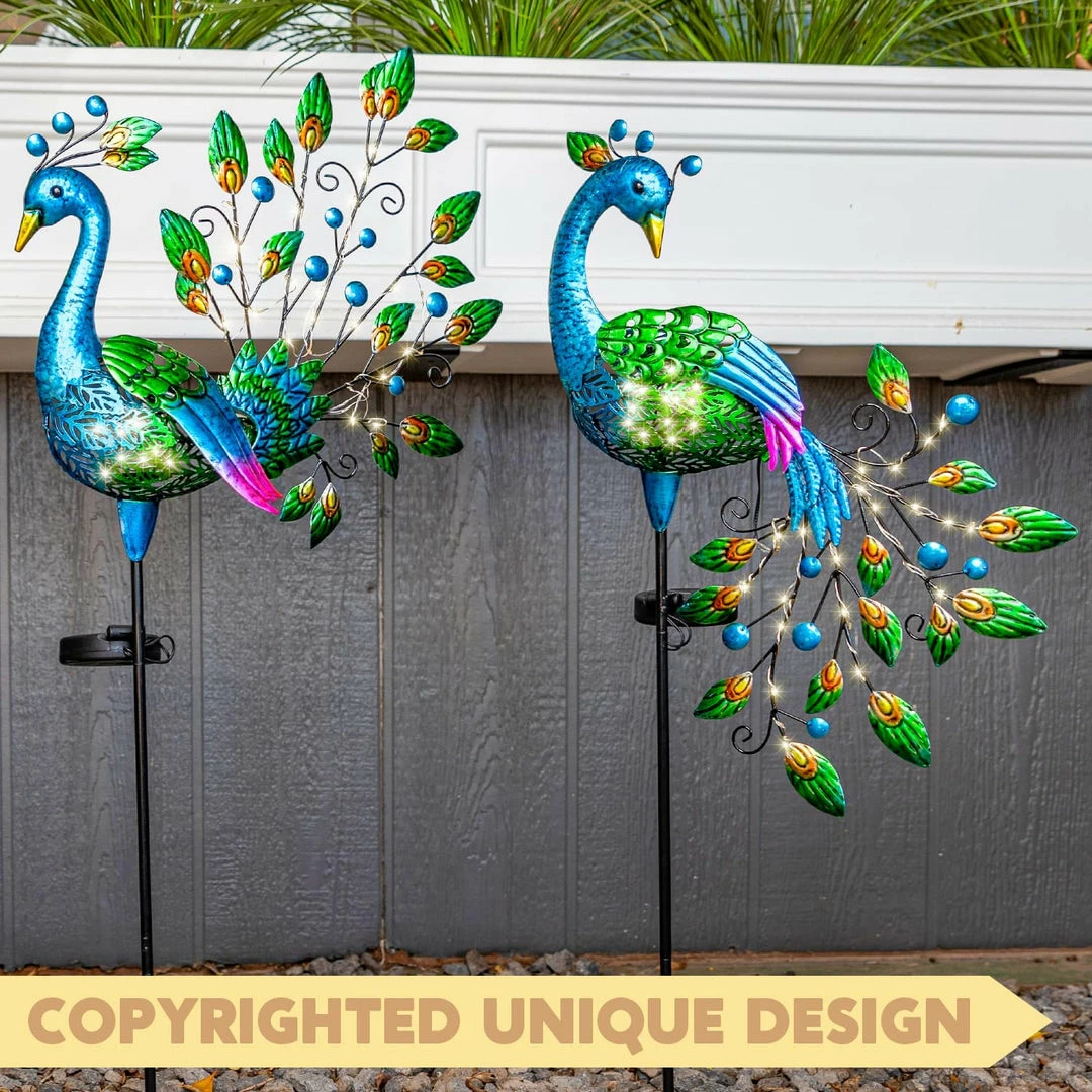 Joiedomi 2Pcs. Solar Pathway Lights Peacock Shaped Lawn Decor 3 Joiedomi 2Pcs. Solar Pathway Lights Peacock Shaped Lawn Decor