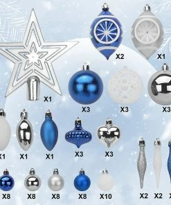 Joiedomi All Holiday Decor 70 Pcs Christmas Ornaments With Heart Blue, Silver, & White 8 Joiedomi All Holiday Decor 70 Pcs Christmas Ornaments With Heart Blue, Silver, & White